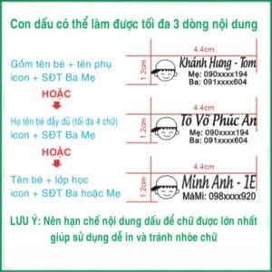 Con dấu in tên lên quần áo