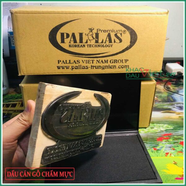 Con dấu cán gỗ chấm mực đóng thùng carton|
